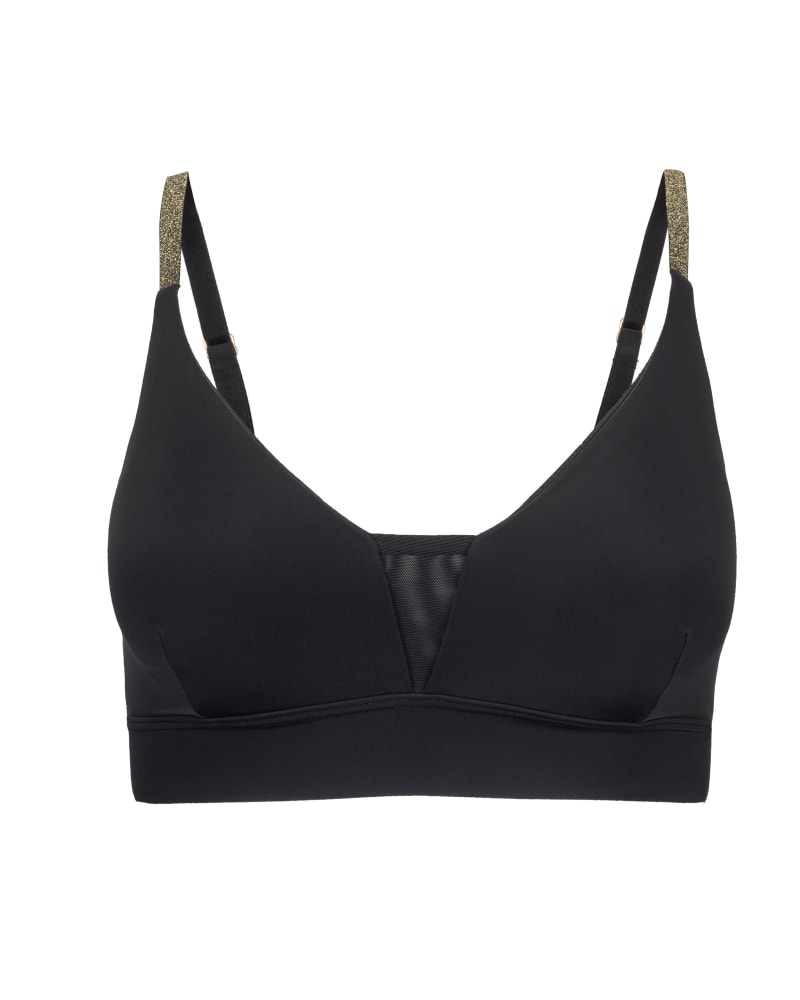 Front of a size Large Julie Soft Bra in Tap Shoe Black by Uwila Warrior. | dia_product_style_image_id:242268